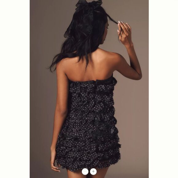 Anthropologie Gathered Polka Dot Mini Dress - Picture 3 of 4